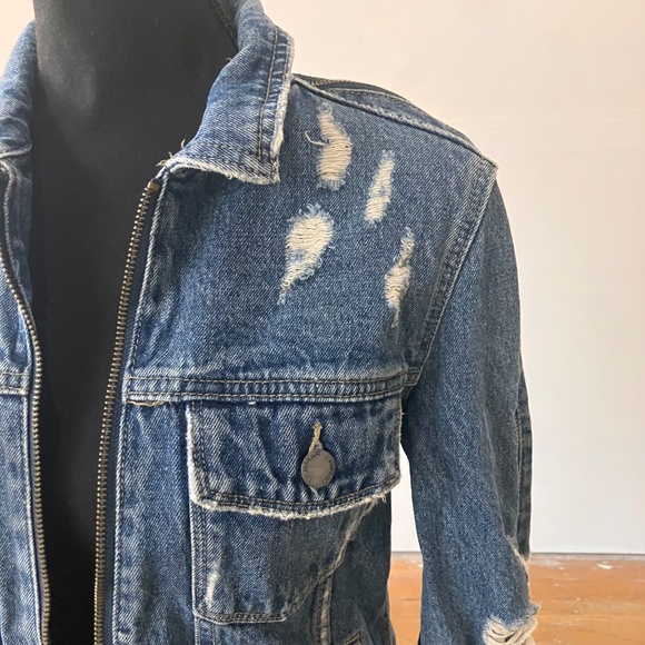 Carmar distressed/deconstructed zipper sleeve jacket - Picture 5 of 17